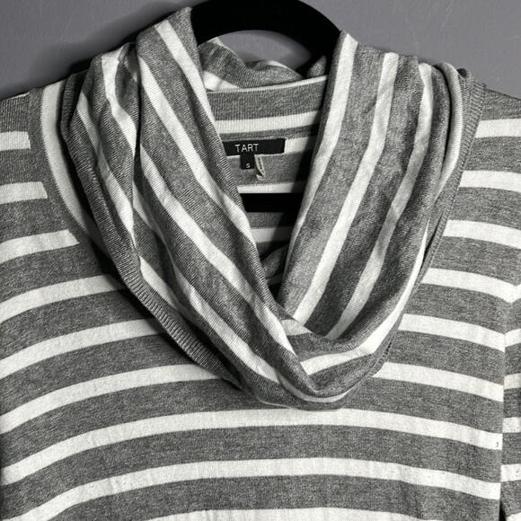 Tart Gray and White Striped Cowl Neck Sweater Dress Size Small - Picture 4 of 9